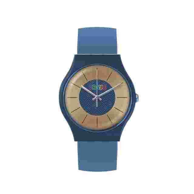 Crayo Trinity Gold Dial Powder Blue Leatherette Watch CRACR4405
