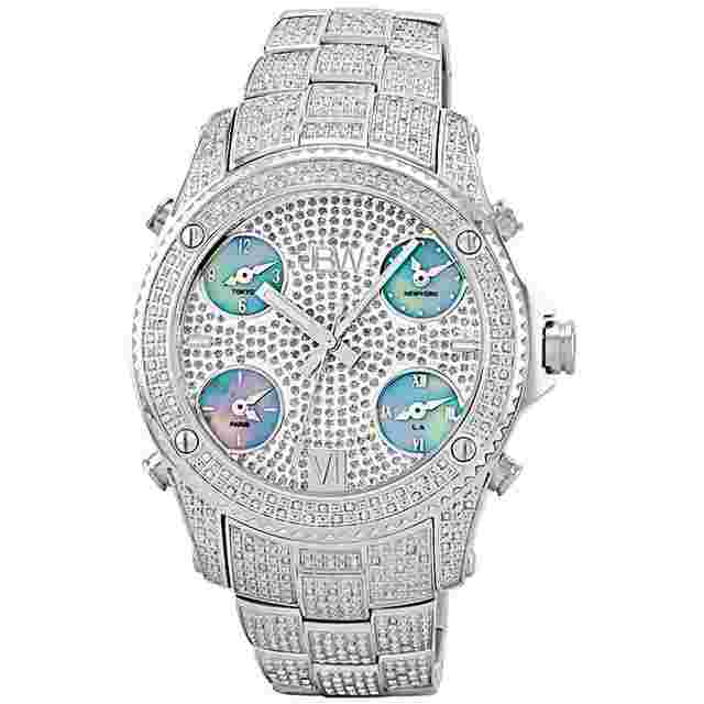 JBW Jet Setter Stainless Steel Diamond Multiple Time-Zone Men's Watch JB-6213-C