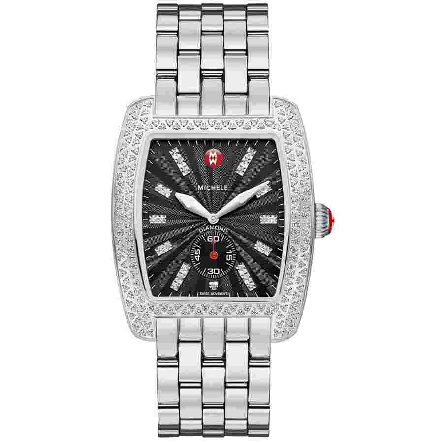 Michele Urban Black Sunburst Dial Stainless Steel Ladies Watch MWW02T000008