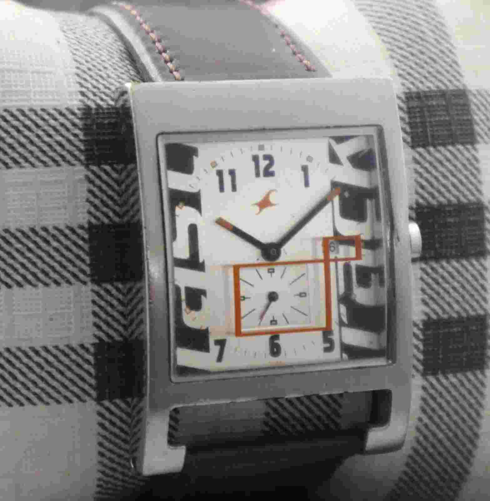 Casual Fastrack Men Sub-Second Silver Dial with Date Rectangle Case Quartz Watch