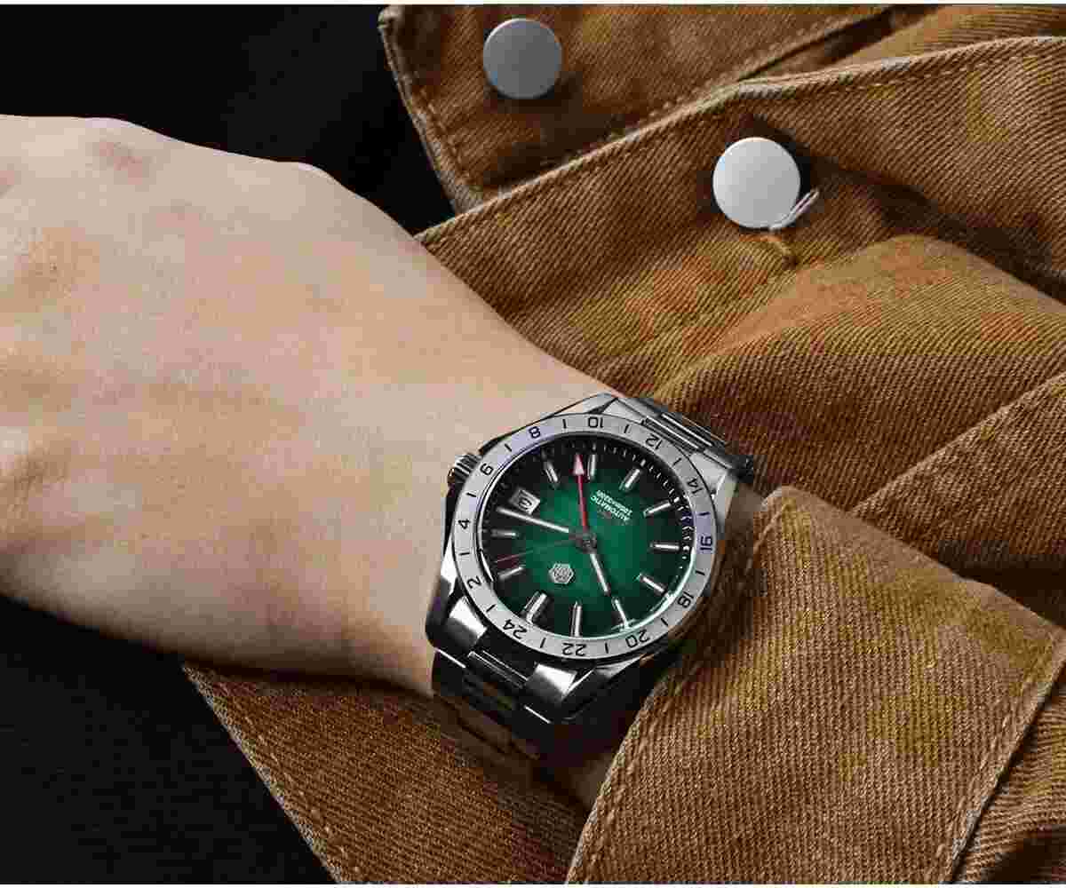 New 2024 San Martin Green Sand GMT Watch 39mm Automatic Steel 100M Seiko NH34