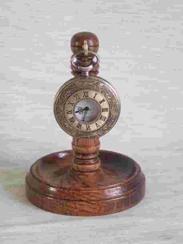POCKET WATCH STAND DARK OAK HARDWOOD HANGER WOODEN DISPLAY WOOD HOLDER UNIQUE