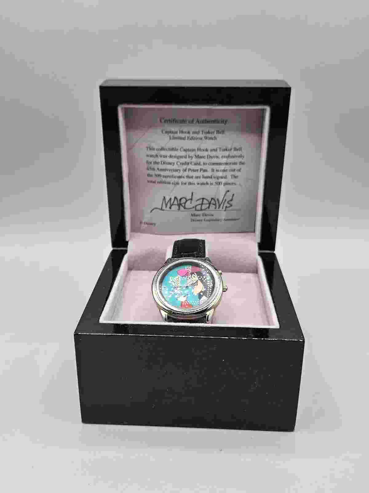 Disney Marc Davis Signature Collection Captain Hook & Thinker Bell Watch  LE