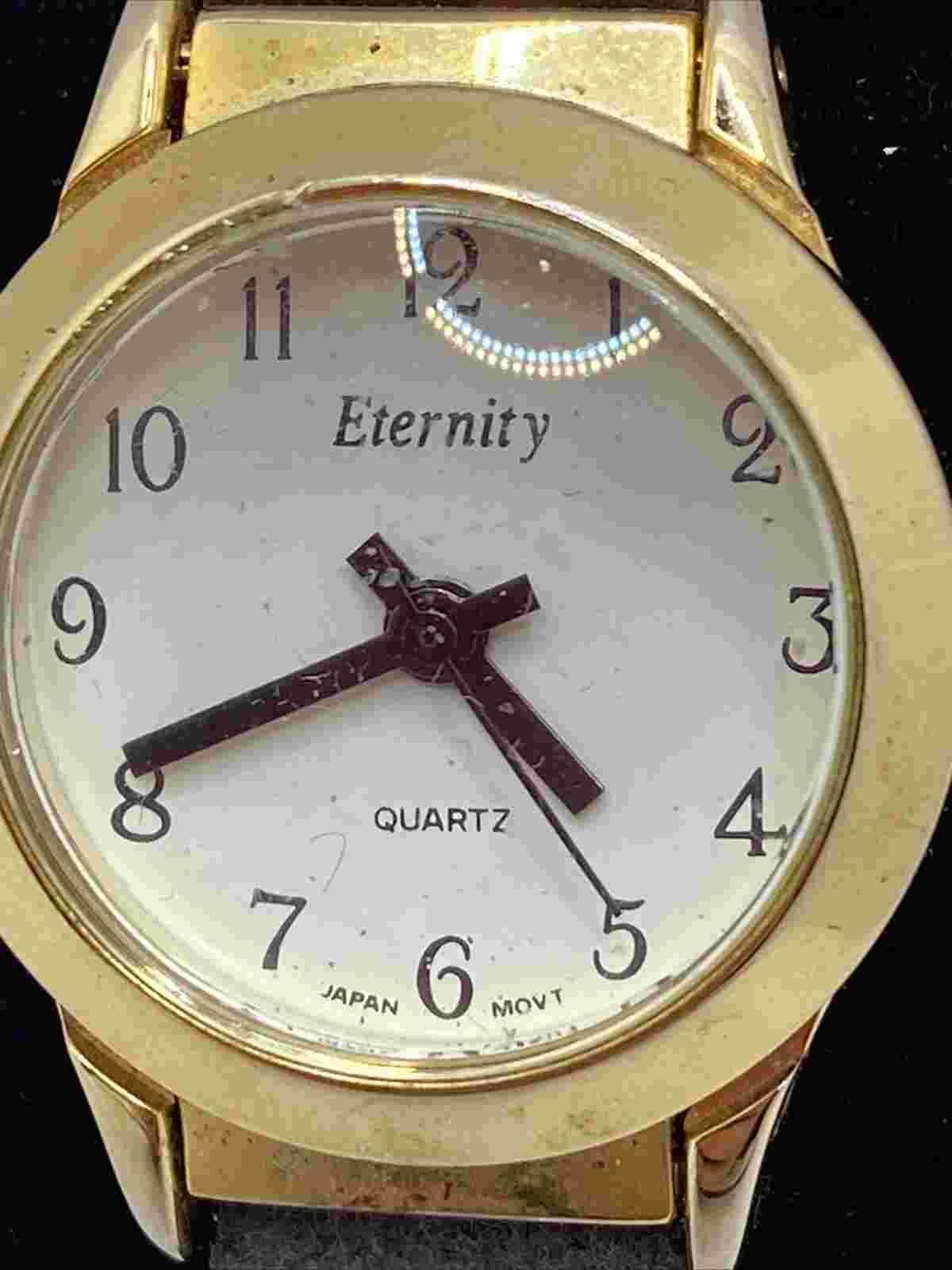 Eternity Gold Watch Leather Band Works New Battery Used!