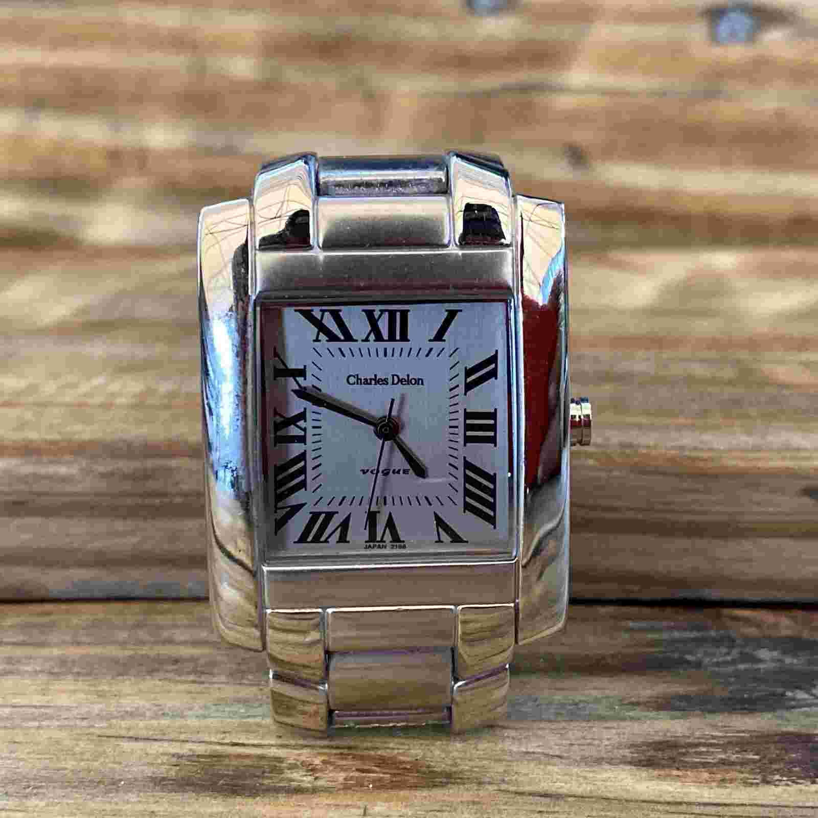 Charles Delon Vogue Mens Watch Gray Stainless Steel Silver Water Resistant