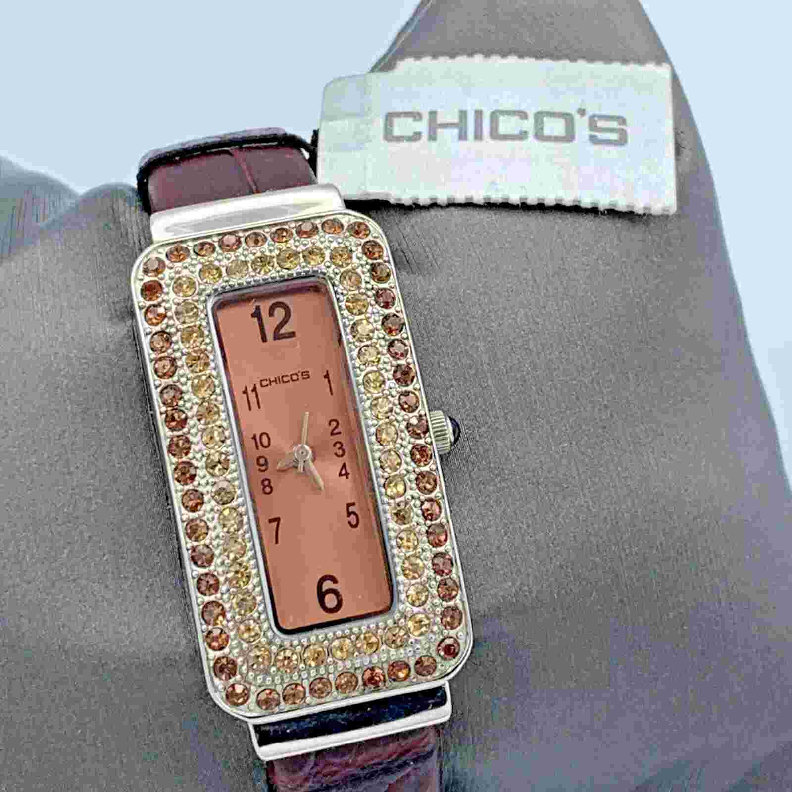 Chico’s Brown Gem Spring Hinged Watch NWT
