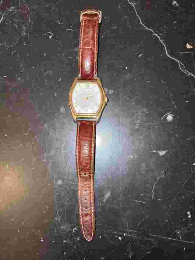 Vintage PAOLO GUCCI Watch Roman Numerals Gold Color New Bat Leather Wristband