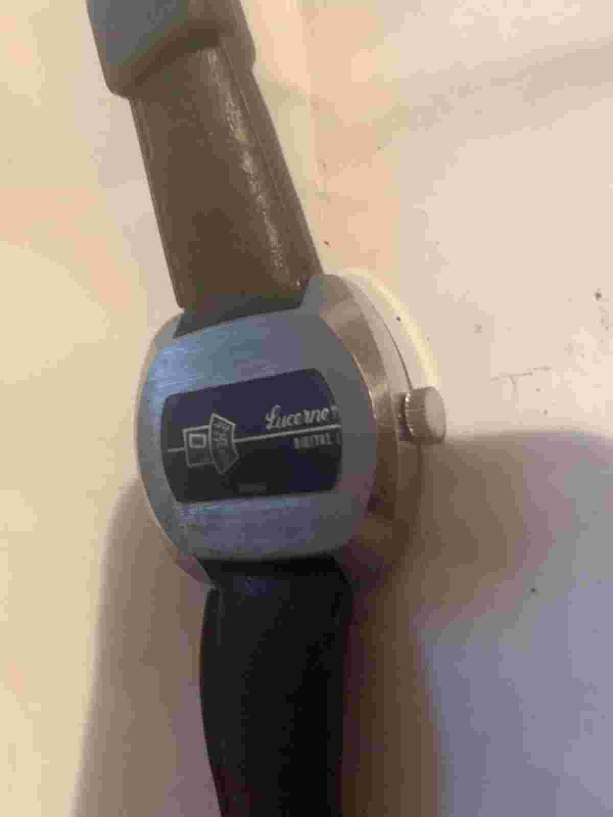 Mint Lucerne 1970s Digital Blue,Silver Swiss Direct Read Jump Hour Windup Watch