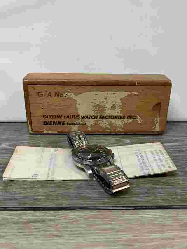 Vintage Glycine Airman 24 hour automatic GMT Men's Watch 36mm  Original Box