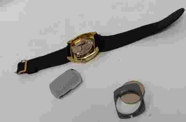 Vintage Lucerne Digital Brass Jump Hour Manual Winding Swiss  Men's Watch Suede
