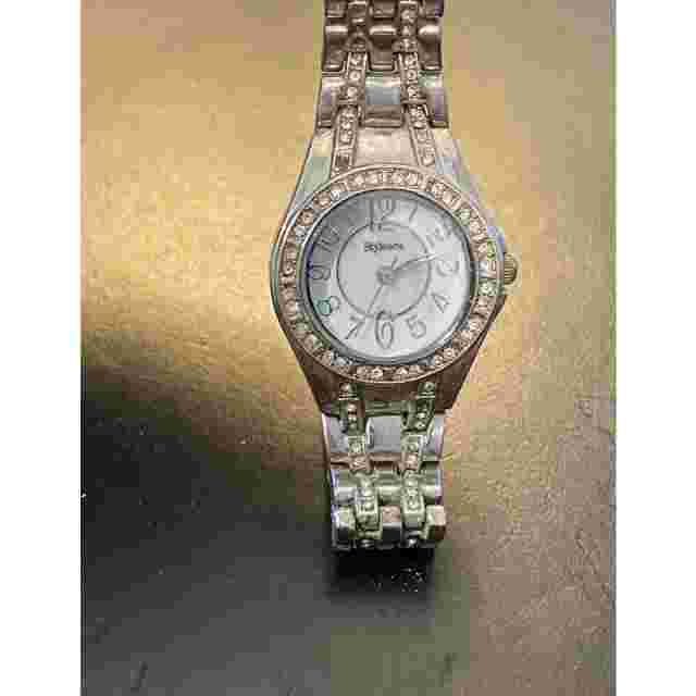 Women's Silver Tone Style&Co Dress Watch, MOP Face, Crystal Accents