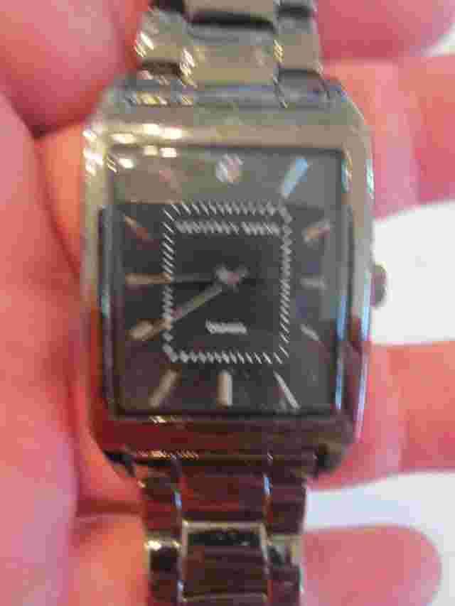GEOFFREY BEENE TANK DIAMOND WATCH - DAY/DATE HEAVY WATCH - QUARTZ - BBA11