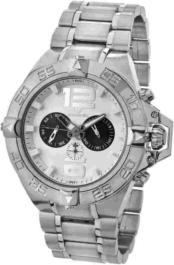 Aquaswiss 74G037 Man's Watch Stainless Steel Day and Date Military Time