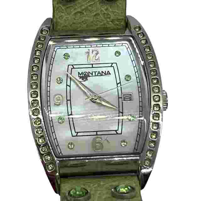 Montana Watch MT911 Green Leather Band Rhinestones Mother Pearl Face Western NEW