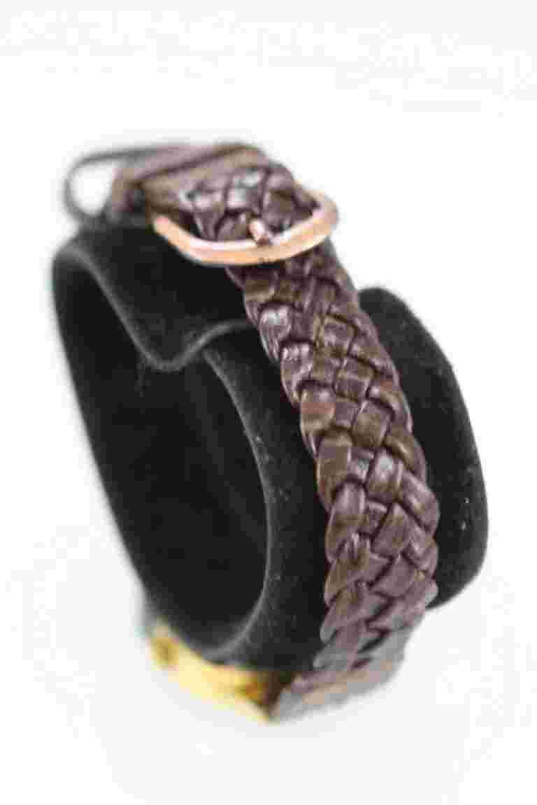 Eternity Women Watch Gold Stainless Steel WR Brown Leather Batt White Quartz