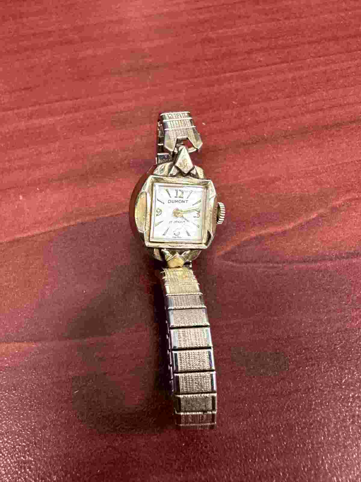 Vintage DUMONT Watch Gold Plated Wristwatch Working Ladies Swiss RARE 17 Rubis