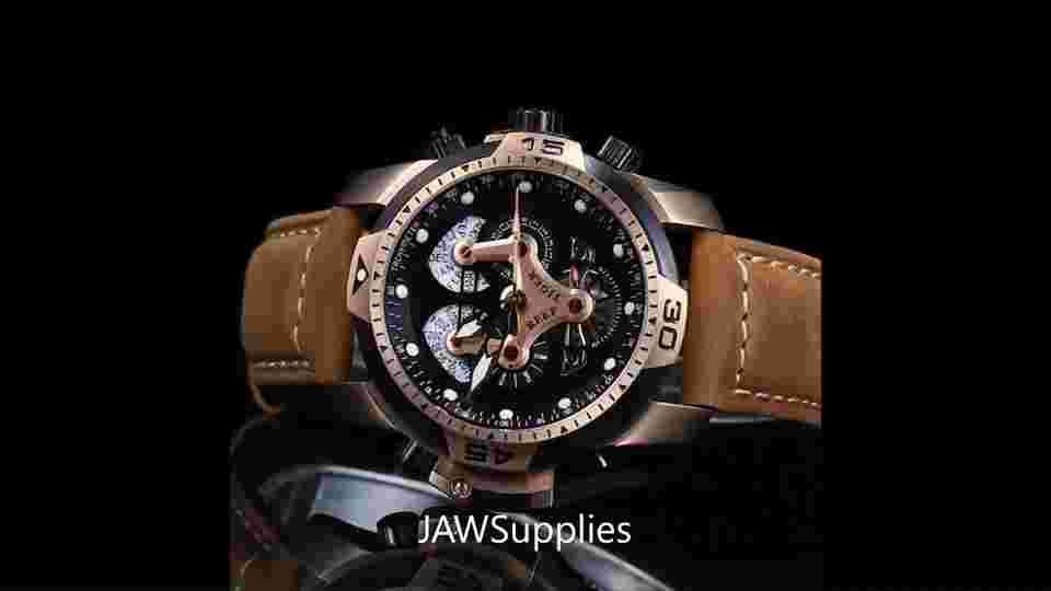 MILITARY Automatic Sport Watch for Men Mechanical Skeleton Multi Dial 10ATM Date