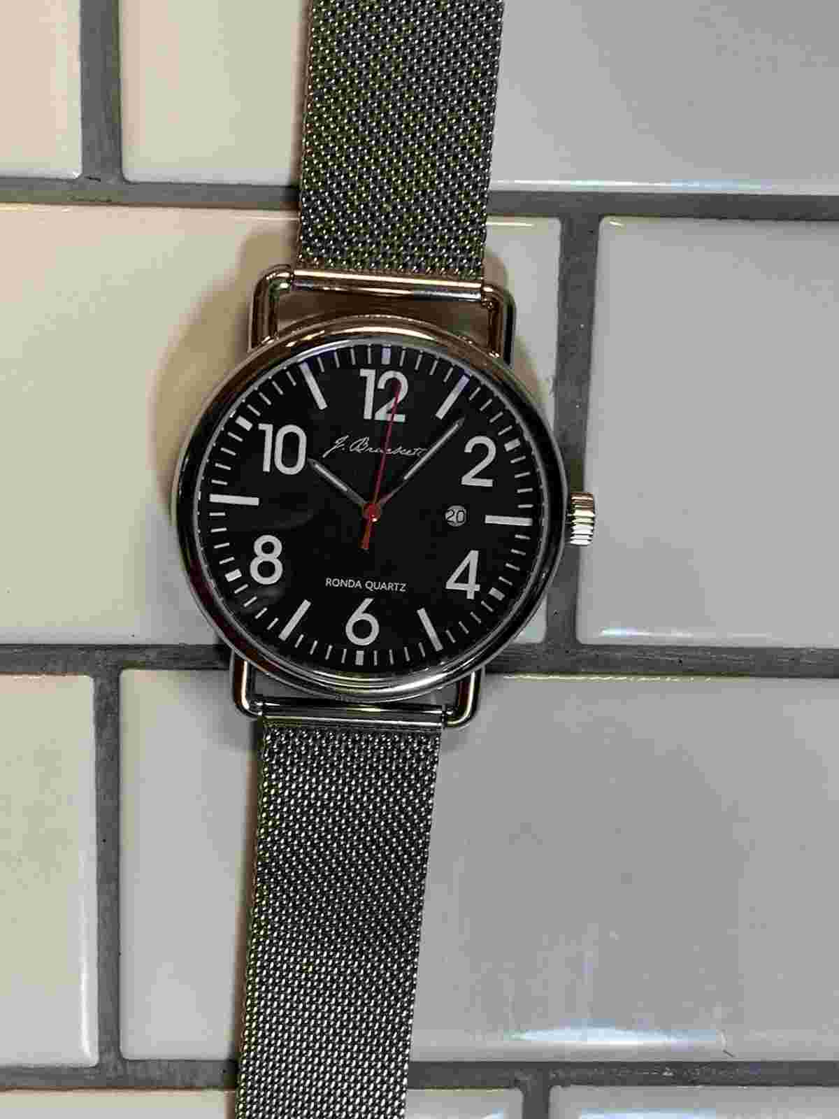 Mens J Brackett Watch - Black Dial Mesh Stay Band