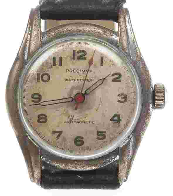 Vintage Precimax Waterproof Swiss Watch Runs SS Case Runs.