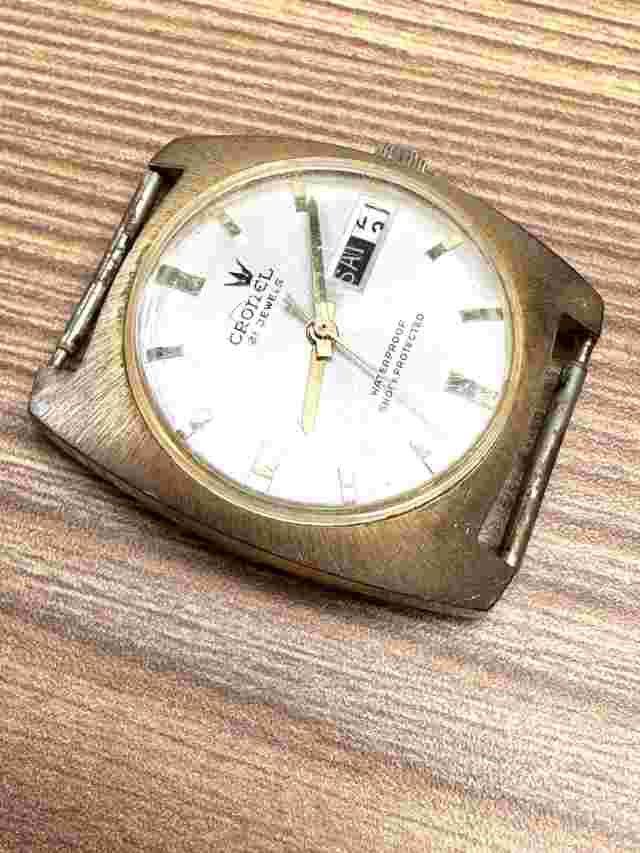 VINTAGE CRONEL 21 JEWELS DAY DATE WATCH RUNNING SPARES REPAIRS VINTAGE CRONEL