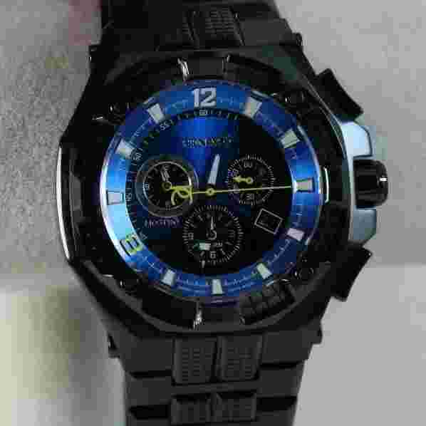 Men's Renato Mostro Watch, Swiss Ronda 5130.D, Blue Dial on Black IP