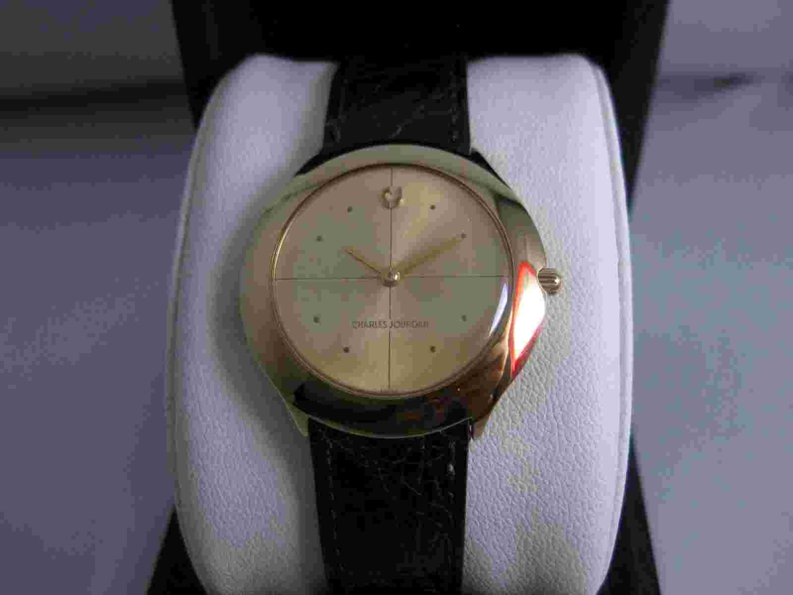 Vintage Charles Jourdan Paris wrist watch for women (Gold and Black-Round Dial)