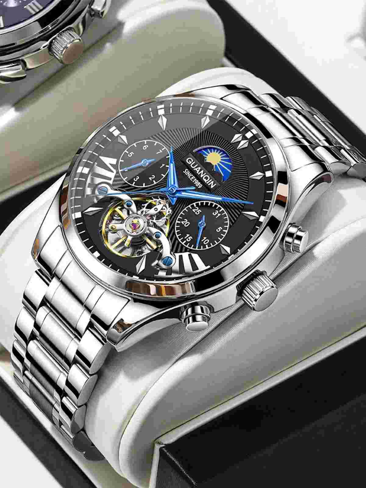GUANQIN Moon Phase Tourbillon Auto Men's Watch