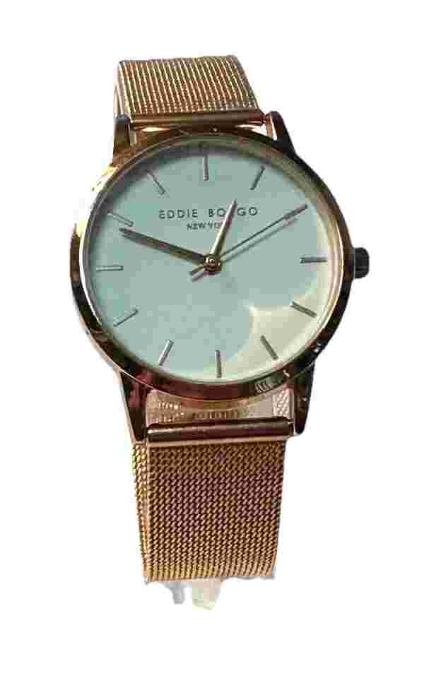 EDDIE BORGO New York, Stainless steel and Rose Gold Mesh Band Watch,New Battery