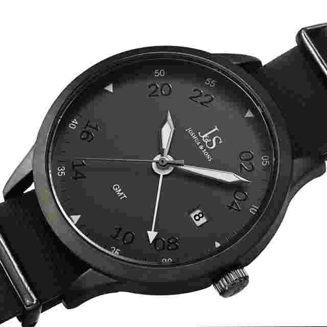 New Men's Joshua & Sons JX147BK Black Quartz Date Silicone Strap Sports Watch