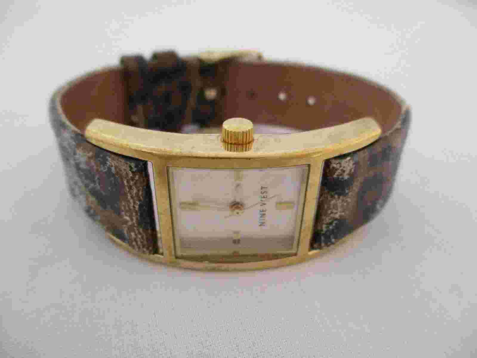 Nine West Women's Animal Print Buckle Band Analog Watch