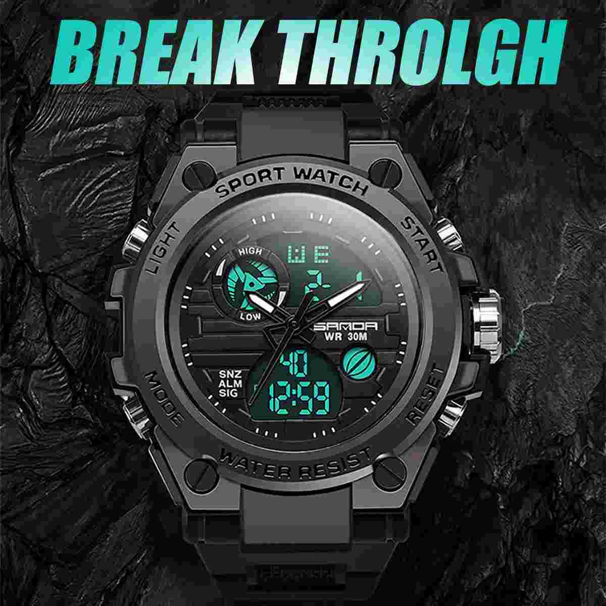 Fashion Military Men's Sport Digital Quartz Analog Waterproof Wrist Watch 2023