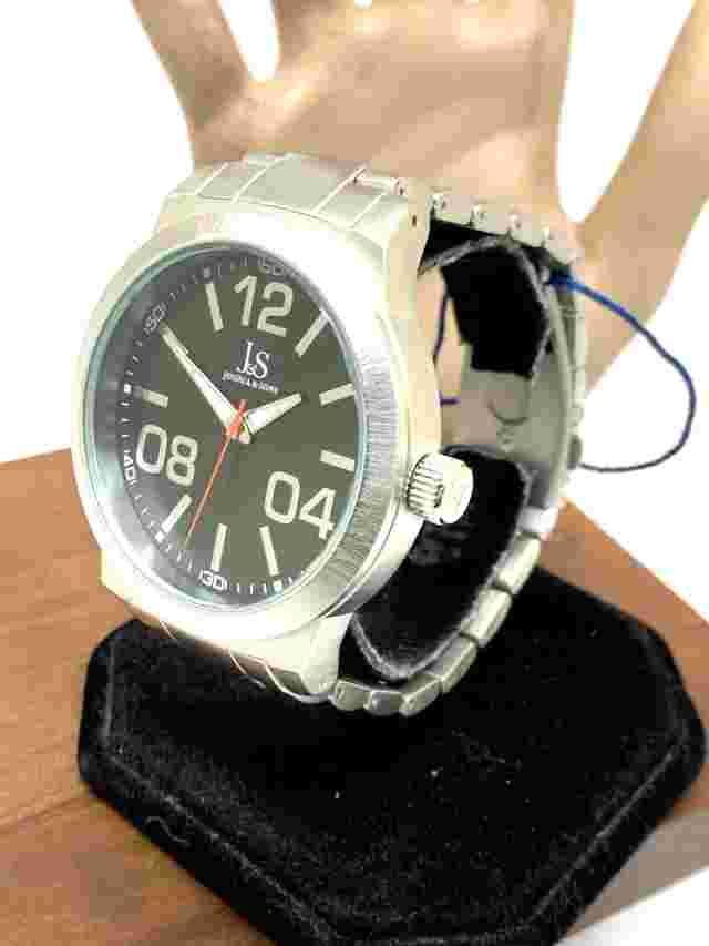 Joshua & Sons Men's Watch JS82SSB Quartz Black Dial Silver Stainless Steel 48mm