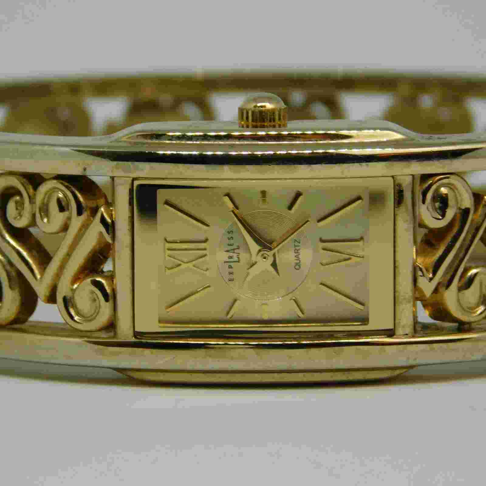 L.A. EXPRESS LAX1389-W01 Gold Tone Quartz Women's Watch Sz. 6 1/4" New Battery