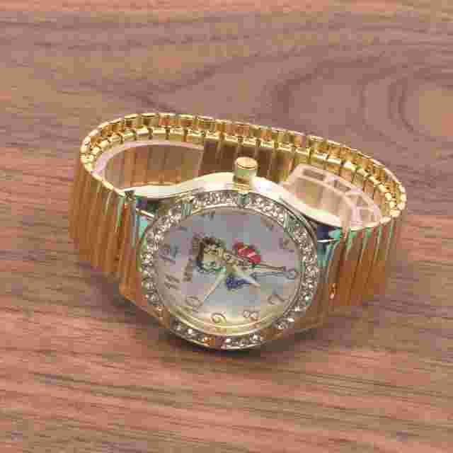 Betty Boop Women's Gold Finish Analog Wristwatch  stretch band