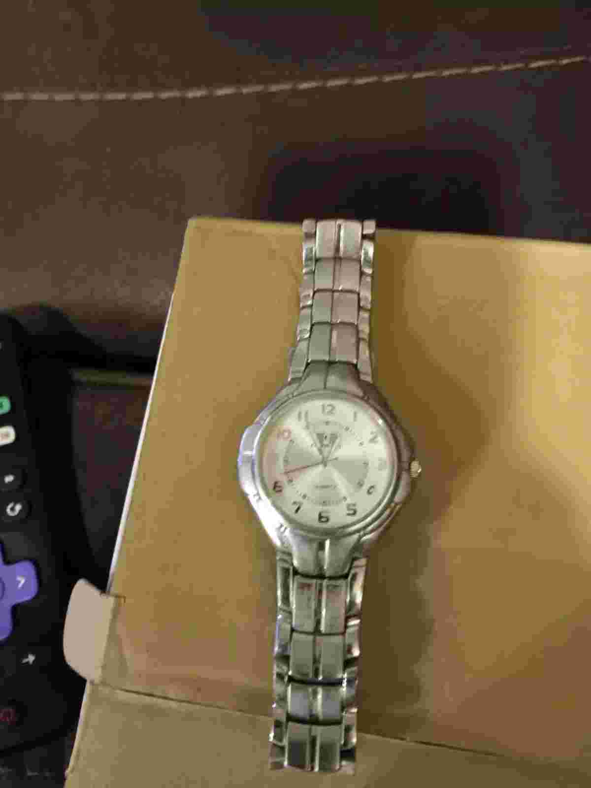 Calvin Hill Watch Mens Silver Tone Stainless Steel Classic Silver Dial New Batt