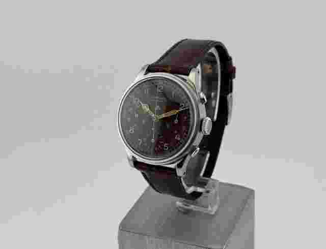 Juvenia Chronograph VALJOUX 71 Staybrite Case Brown Dial Vintage