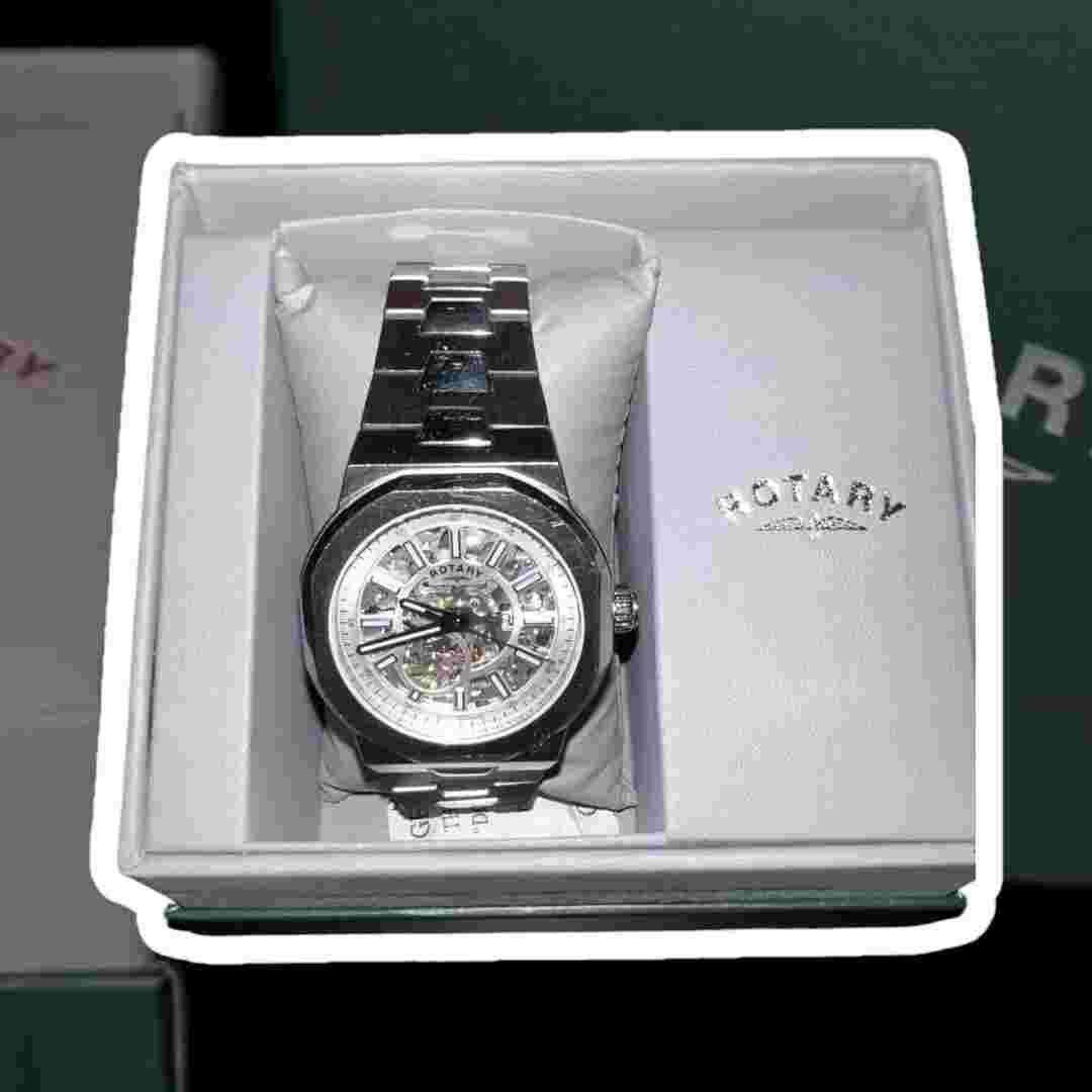 Rotary Regent Oak 40mm Stainless Steel Case with Stainless Steel Band Men's...