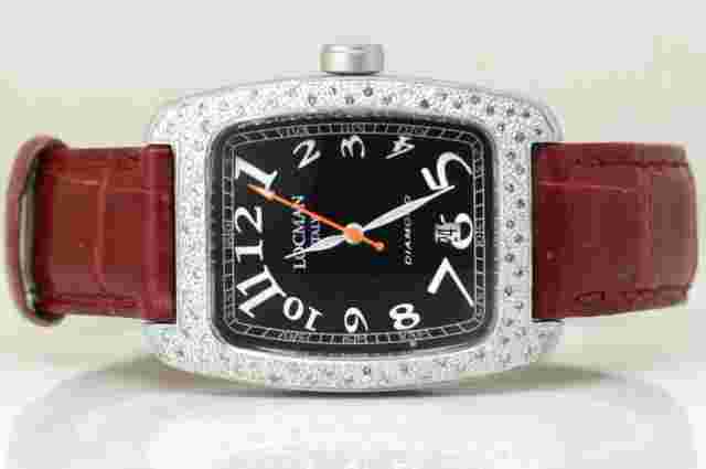 LOCMAN DIAMOND REF 488 Diamond Pave Black W/ Red Band Women's Watch 32 mm