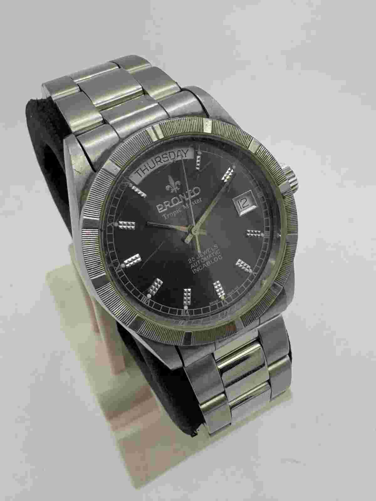 PRONTO Tropic Master President Automatic Day Date Steel Watch Swiss Vintage