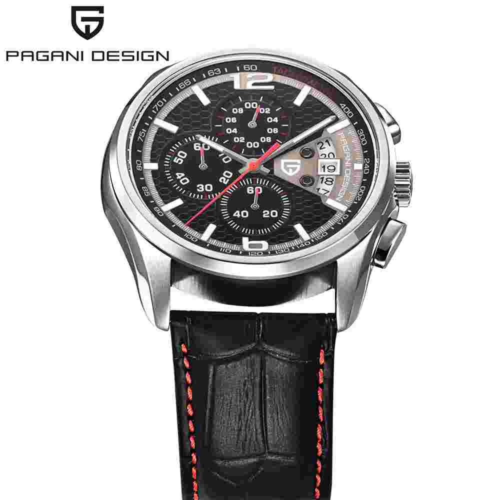 Luxury PAGANI DESIGN Chronograph PD-3306 Men's Quartz Wrist Watch Leather Strap
