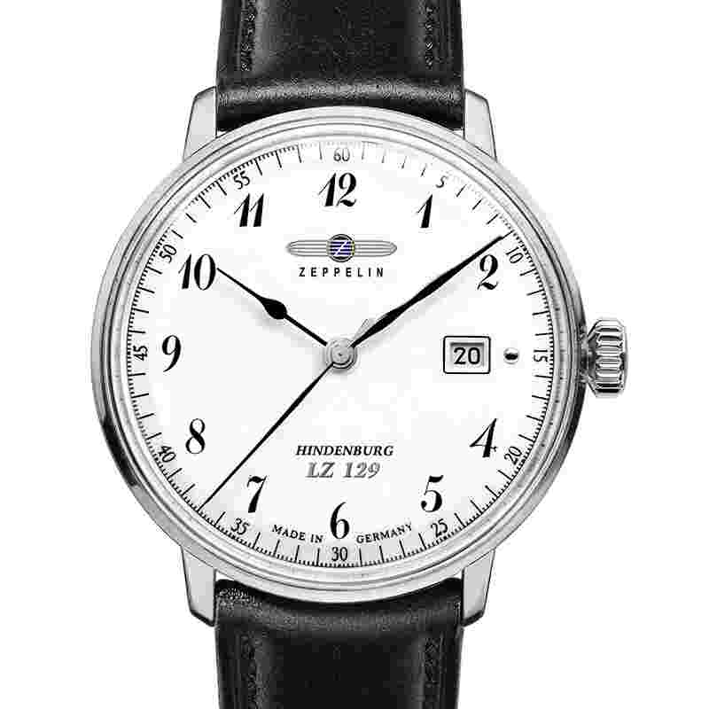 ZEPPELIN LZ129 HINDENBURG QUARTZ WATCH SWISS RONDA MOVT 30M WR WHITE DIAL 7046-1