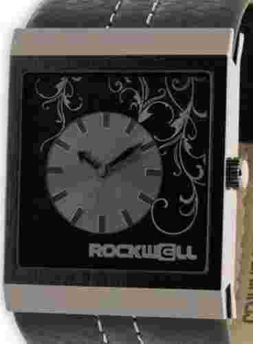 ROCKWELL MC105 MERCEDES WRISTWATCH, PHANTOM BLACK LEATHER, NEEDS BATTERY NIB!