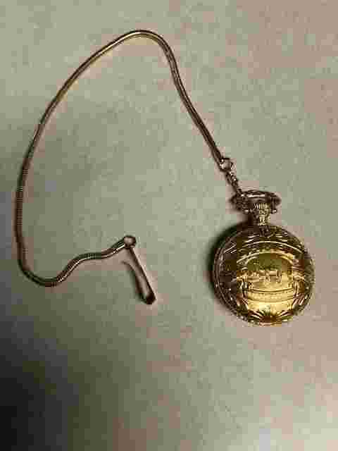 Camel Gold Plated Pocket Watch w/ FOB. 80th Anniversary