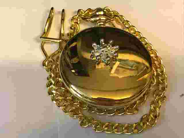 Snowflake TG203 Pewter on a Gold Pocket Watch Quartz fob