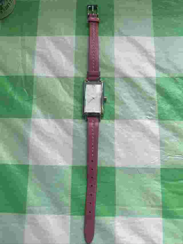 TokyoBay Silver Tone Pink Band Women’s Tank Quartz Watch