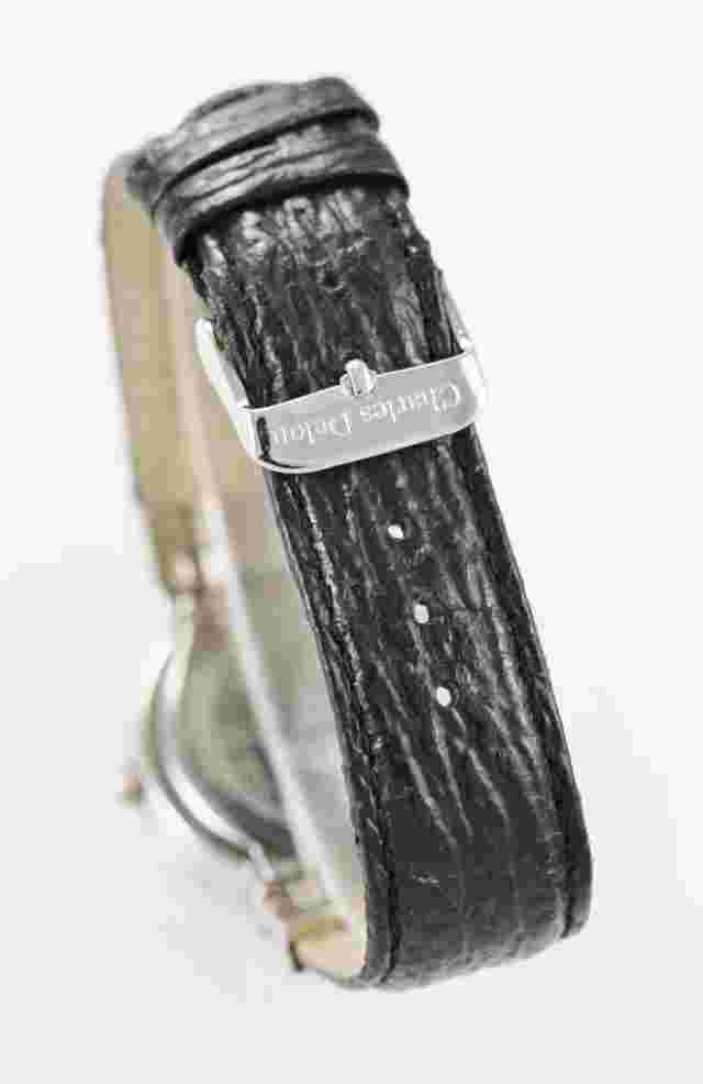 Charles Delon Watch Mens Stainless Steel Silver Easy Read Black Leather  Quartz