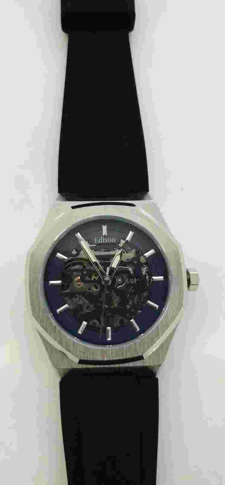 WA2# Edison Automatic Roadster Silver Hexagon Watch