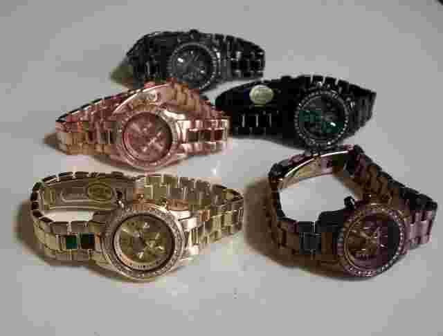 WOMEN'S GOLD, ROSE GOLD, BLACK & BRONZE FINISH GENEVA FASHION CASUAL WATCH