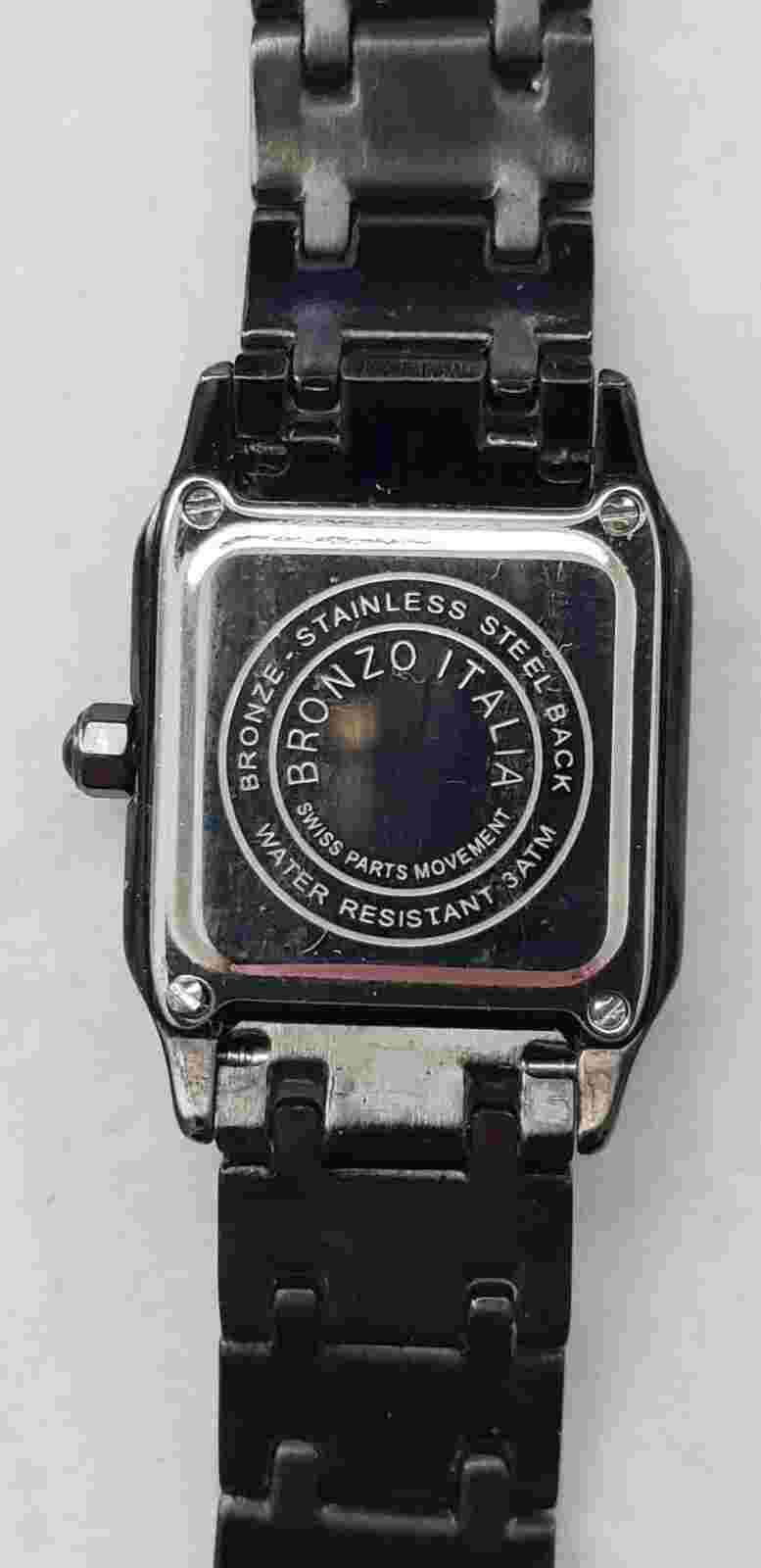 BRONZO ITALIA Dark Brown Tone Ladies Quartz Tank Watch Mother Of Pearl Dial