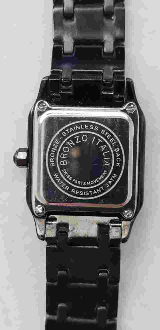 BRONZO ITALIA Dark Brown Tone Ladies Quartz Tank Watch Mother Of Pearl Dial